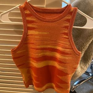 Orange and yellow stripped crop top